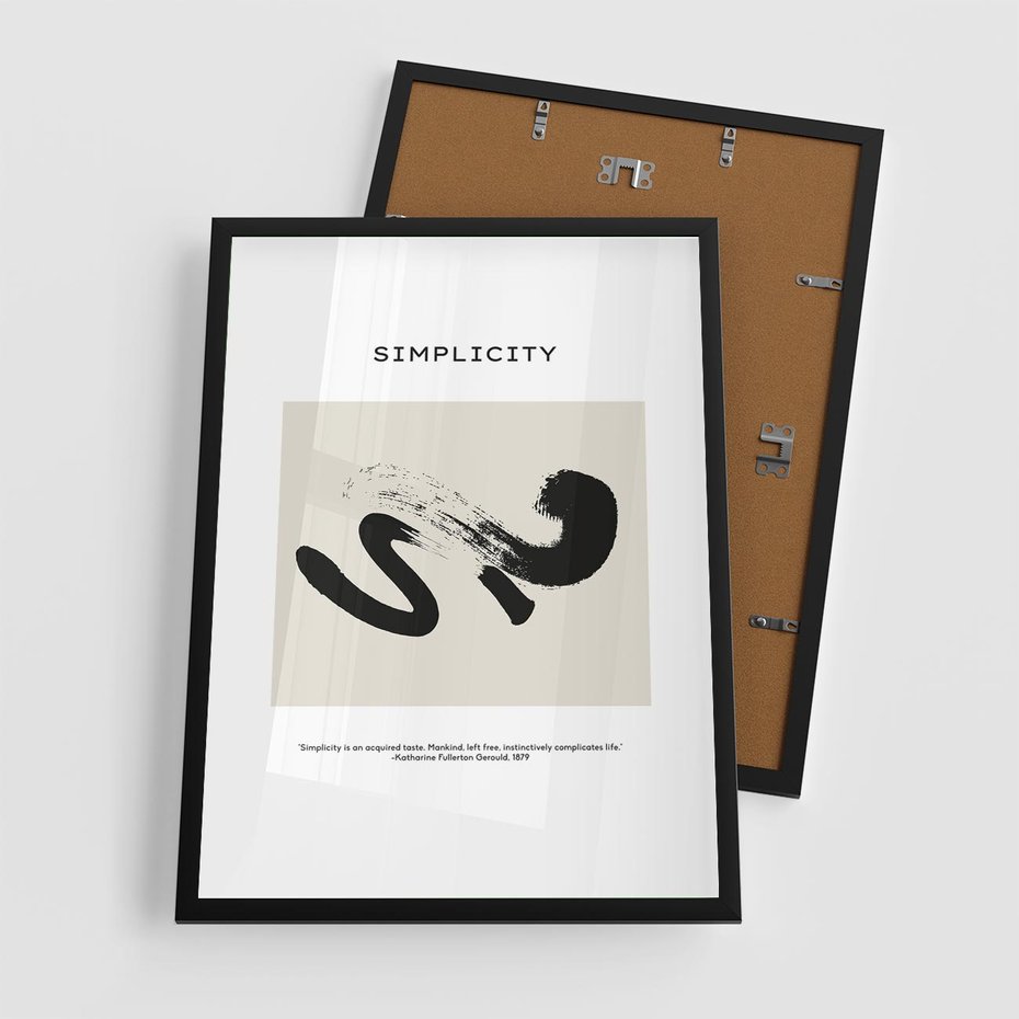 Plakat w ramie 50x70 - Prostota w kształcie - abstrakcja, maźnięcie farbą - rama czarna