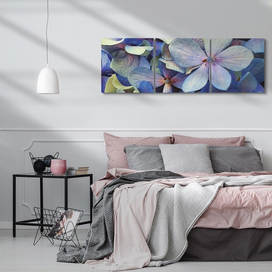 Obraz na płótnie 120x40 - Hortensja - delikatność kwiatów - hortensja, kwiaty