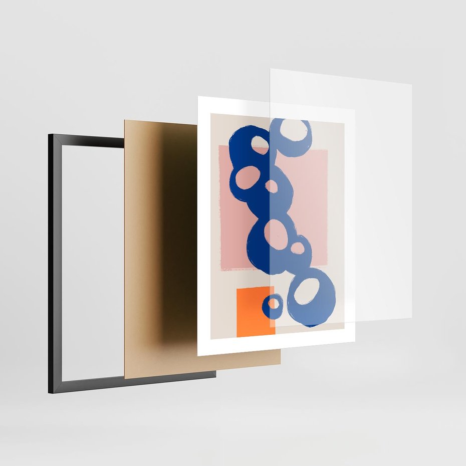 Plakat w ramie 40x50 - Migocące Plamiste Echa - abstrakcja, nowoczesny plakat - rama czarna