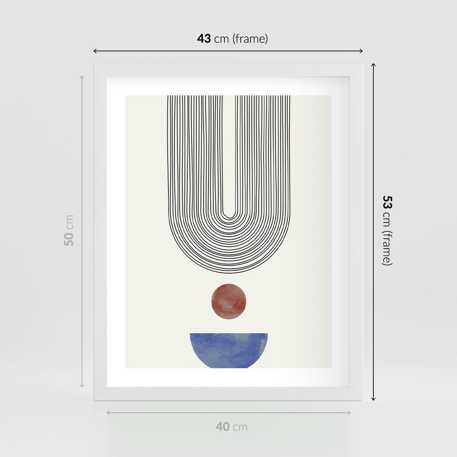 Plakat w ramie 40x50 - Rozplątane Wibracje - nowoczesny plakat, styl midcentury - rama biała