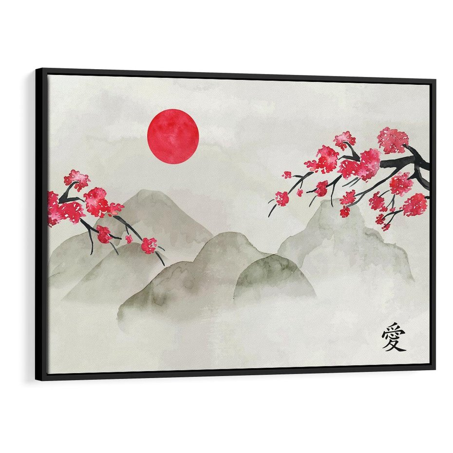 Obraz w ramie 70x50 - Harmonia Japandi - styl japandi, japonia - rama czarna