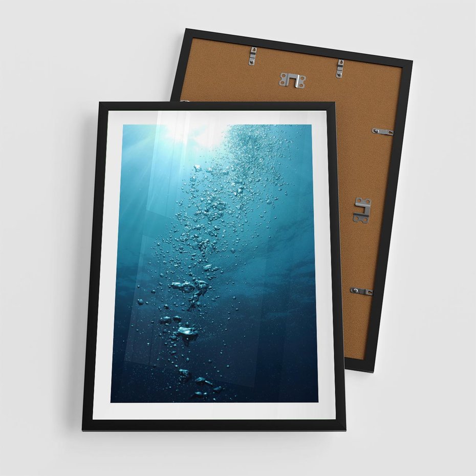 Plakat w ramie 50x70 - Gra Bąbelków - woda, bąbelki - rama czarna