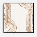 Obraz w ramie 50x50 - Ścieżki pędzla i myśli - minimalistyczna kompozycja, abstrakcyjne brązowe linie na białym tle - rama czarna