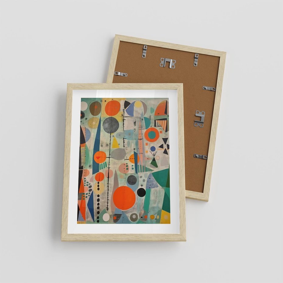 Plakat w ramie 30x40 - Wewnętrzne Zagadki Kształtów - abstrakcyjny obraz, sztuka abstrakcji - rama drewno