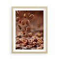 Plakat w ramie 50x70 - Kawiarniana atmosfera kawy - kawa, kawiarnia - rama drewno