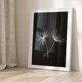 Plakat w ramie 30x40 - Delikatność Wiatru - dmuchawce, makro - rama biała