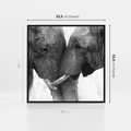 Obraz w ramie 50x50 - Spotkanie Mądrości - fotografia czarno biała, dwa słonie - rama czarna