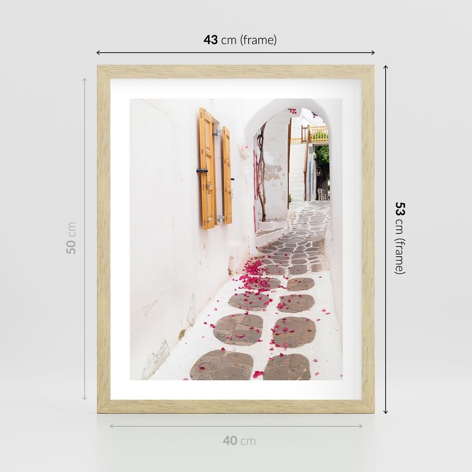 Plakat w ramie 40x50 - Urok Południowej Uliczki - uliczka, południe - rama drewno