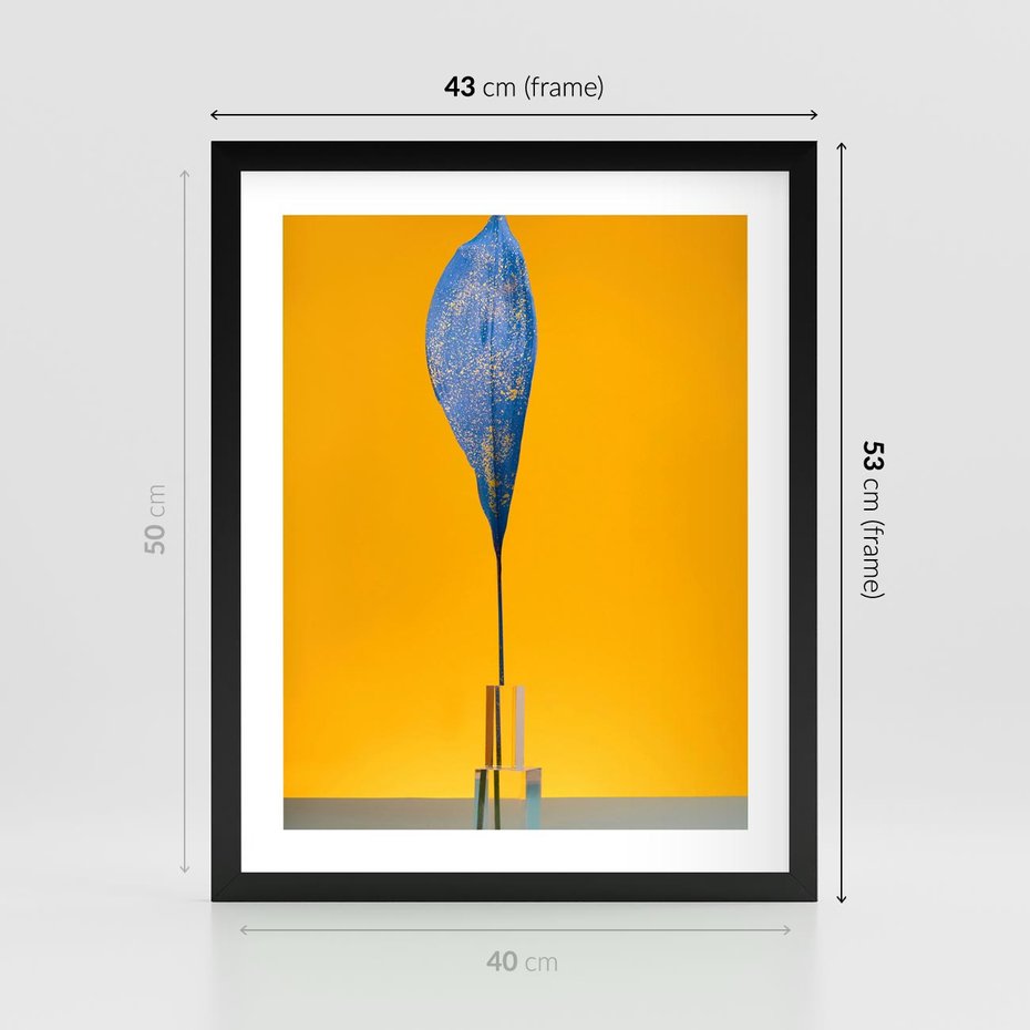 Plakat w ramie 40x50 - Niebiańskie liście - liść, liście - rama czarna