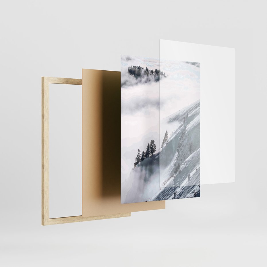 Zestaw obrazy w ramie 40x50 galeria - Zima, górski, krajobraz - rama drewno