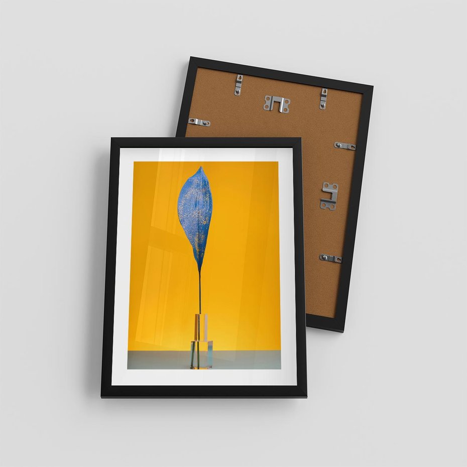 Plakat w ramie 30x40 - Niebiańskie liście - liść, liście - rama czarna