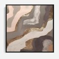 Obraz w ramie 50x50 - Płynne Fale - abstrakcja, neutralne kolory - rama czarna