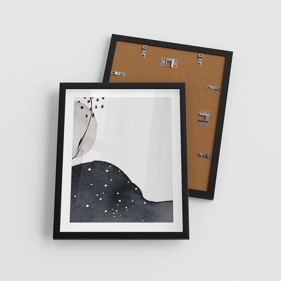 Plakat w ramie 40x50 - Szara Abstrakcja - abstrakcja, akwarela - rama czarna
