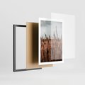 Plakat w ramie 50x70 - Wysokie Trawy w Górskim Krajobrazie - suche trawy, wysokie trawy - rama czarna
