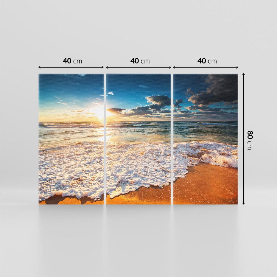 Obraz na płótnie 120x80 - Zachód słońca nad plażą - zachód słońca,