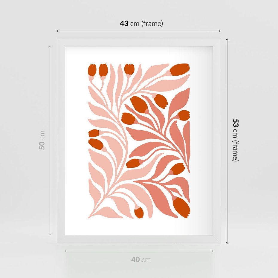 Plakat w ramie 40x50 - Nieskrępowane wyobraźnie kolorów - kwiaty, pastelowe kolory - rama biała