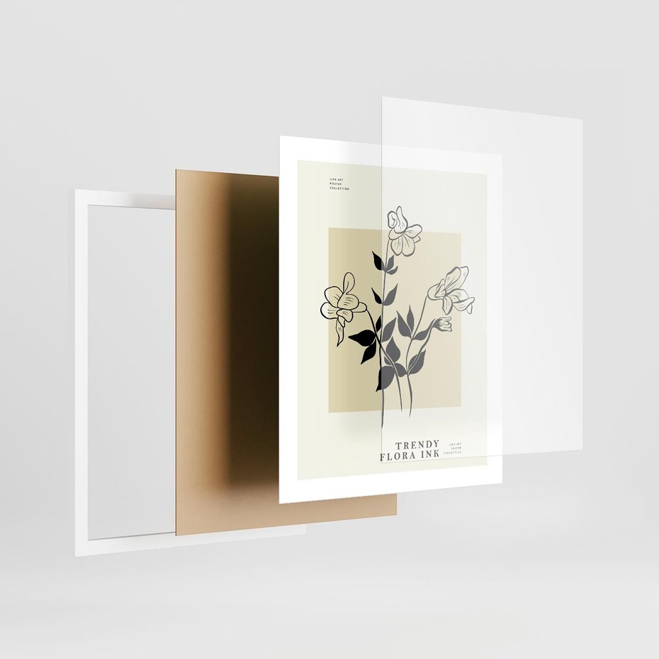 Plakat w ramie 40x50 - Malowane szkicowe tęsknoty - kwiaty, typografia - rama biała