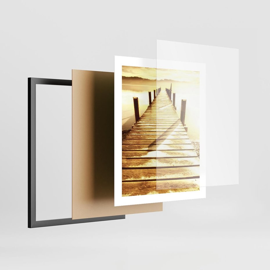 Plakat w ramie 40x50 - Stary pomost w sepia - pomost, sepia - rama czarna