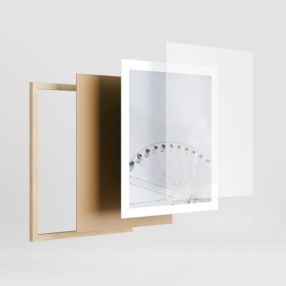 Plakat w ramie 40x50 - Karuzela Młyńska: Nostalgiczne Koło - młyńskie koło, karuzela - rama drewno