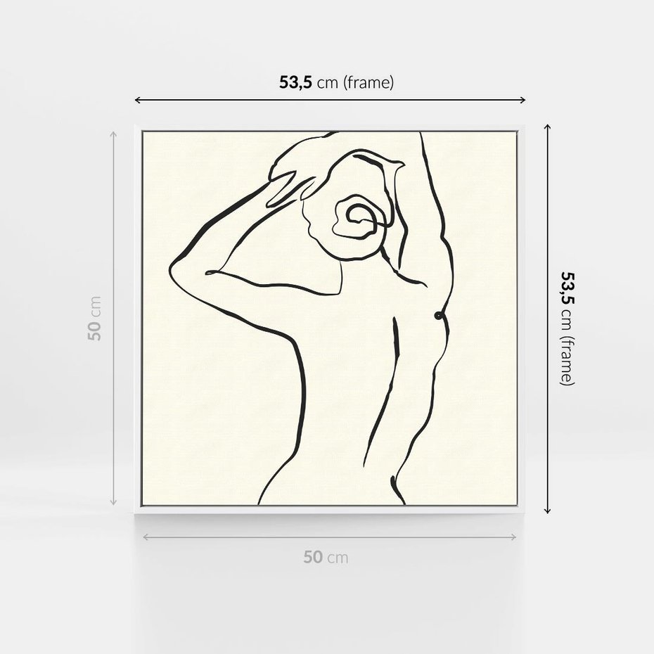 Obraz w ramie 50x50 - Tajemniczy Rytm - kobieta, posąg - rama biała