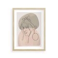 Plakat w ramie 30x40 - Kobieta w Linii: Akwarelowa Harmonia - kobieta one line, grafika - rama drewno