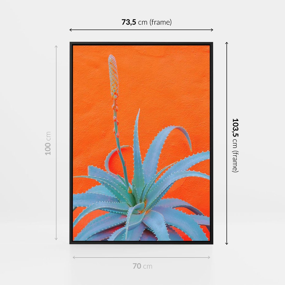 Obraz w ramie 70x100 - Naturalna Harmonia - kaktusy, liście - rama czarna