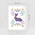 Plakat w ramie 30x40 - Boho Wiatr - boho plakat, królik - rama biała