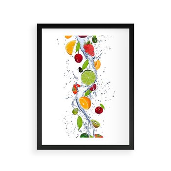 Plakat w ramie 50x70 - Kulinarne Inspiracje - owoce, woda - rama czarna