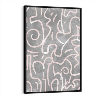 Obraz w ramie 70x100 - Sploty odblasków i zawirowań - abstrakcyjne rysunki, wzorek - rama czarna