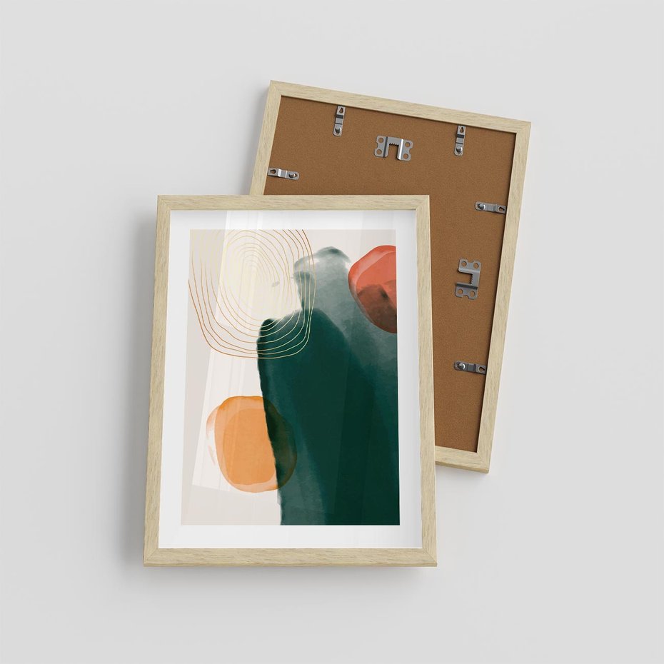 Plakat w ramie 30x40 - Modernistyczne Spektrum - abstrakcyjna granatowa plama, akwarela - rama drewno