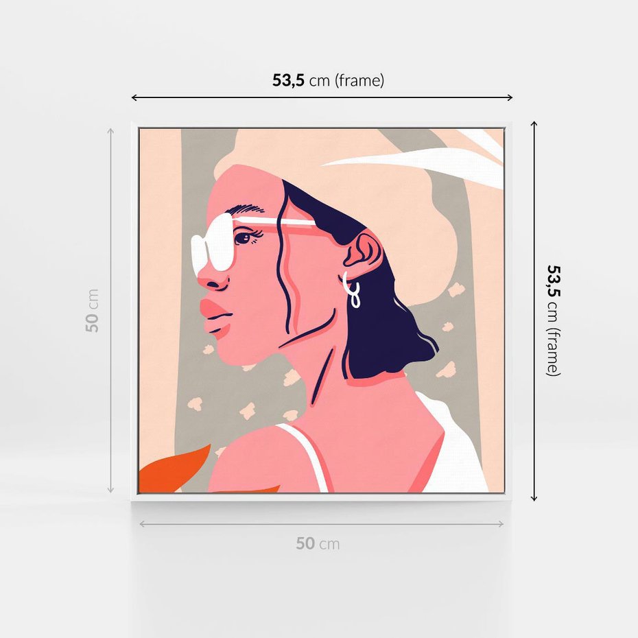 Obraz w ramie 50x50 - Kobieca Esencja - nowoczesny plakat, styl retro - rama biała