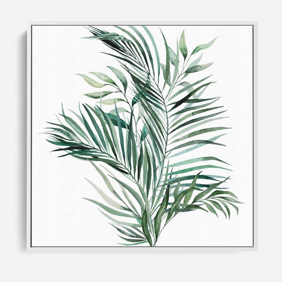 Obraz w ramie 80x80 - Blask Natury - złote, liście - rama biała