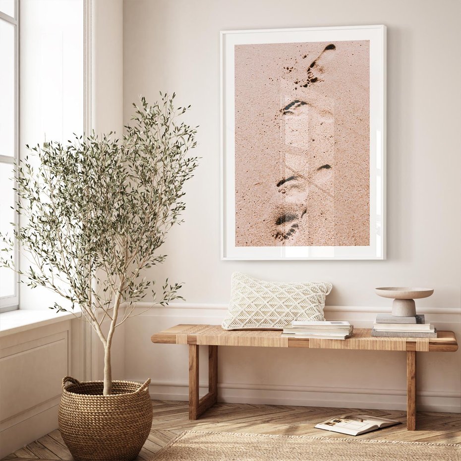 Plakat bez ramy 21x30 - Ślady na Piasku - piasek, plaża