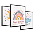 Zestaw obrazy w ramie 40x50 galeria - Plakaty, dla, dzieci, tęcza - rama czarna