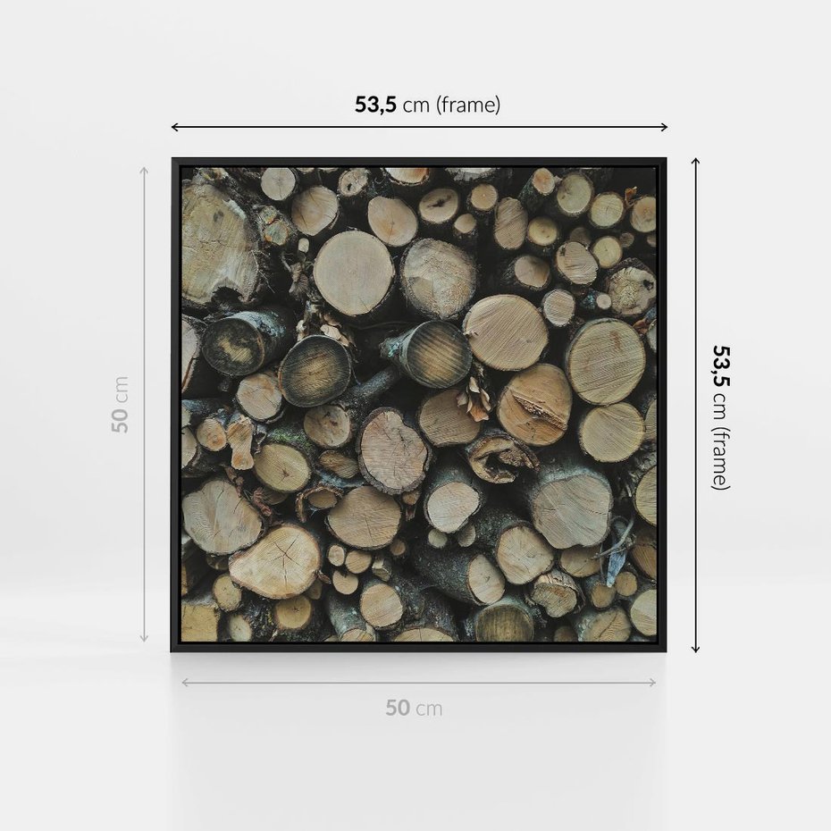 Obraz w ramie 50x50 - Bliskość Natury - drewno, las - rama czarna