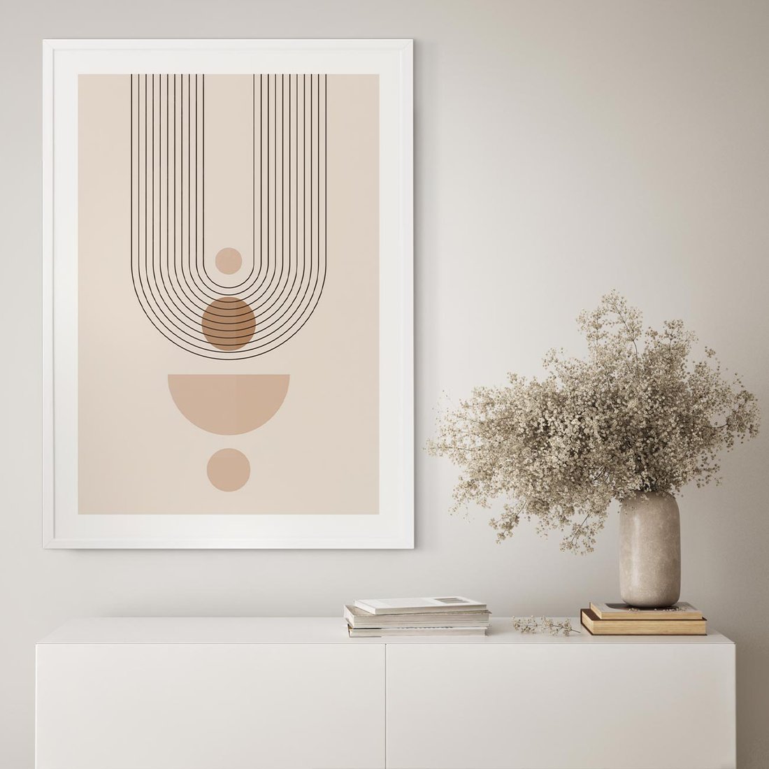 Plakat w ramie 50x70 - Strukturalne Kształty Postępu - boho plakat, minimalizm - rama biała