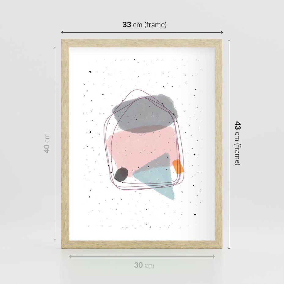 Plakat w ramie 30x40 - Migotliwa Opowieść - abstrakcyjna kompozycja, jak ręcznie malowana - rama drewno