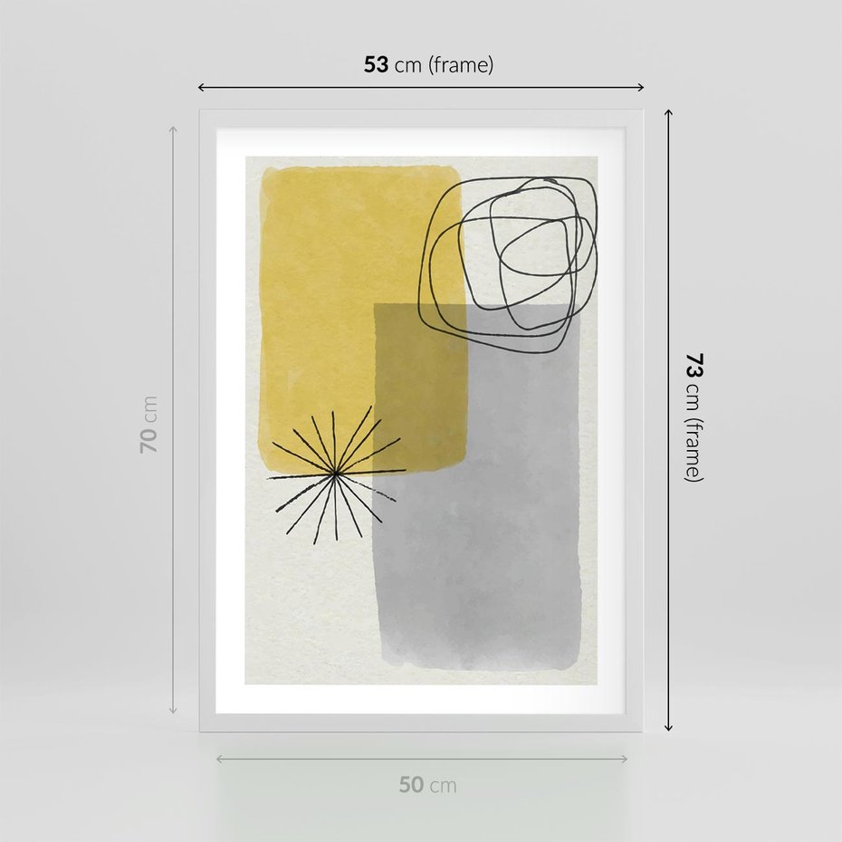 Plakat w ramie 50x70 - Rozbijające Granice Akwarel - abstrakcja, akwarelowe plamy - rama biała