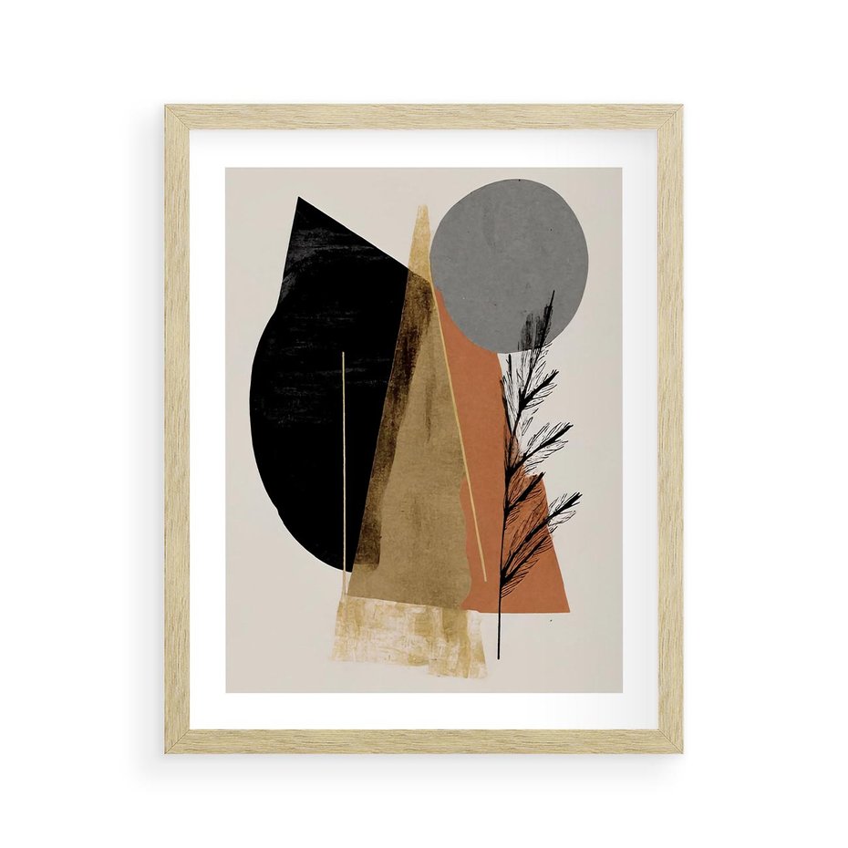 Plakat w ramie 40x50 - Wibracje Barw Ziemi - abstrakcyjny obraz, dziwne formy - rama drewno