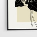 Obraz w ramie 50x50 - Ekspresja w szkicowanych kształtach - kwiaty, typografia - rama czarna