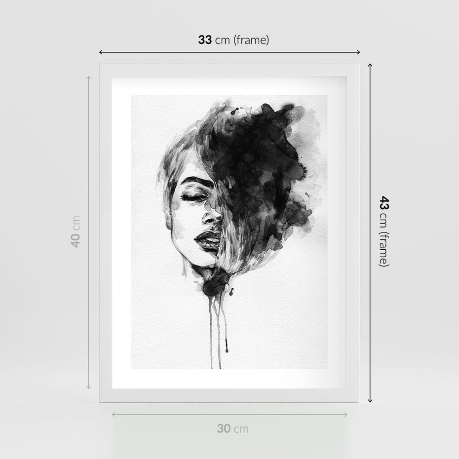 Plakat w ramie 30x40 - Kobieta w akwareli - kobieta, akwarela - rama biała