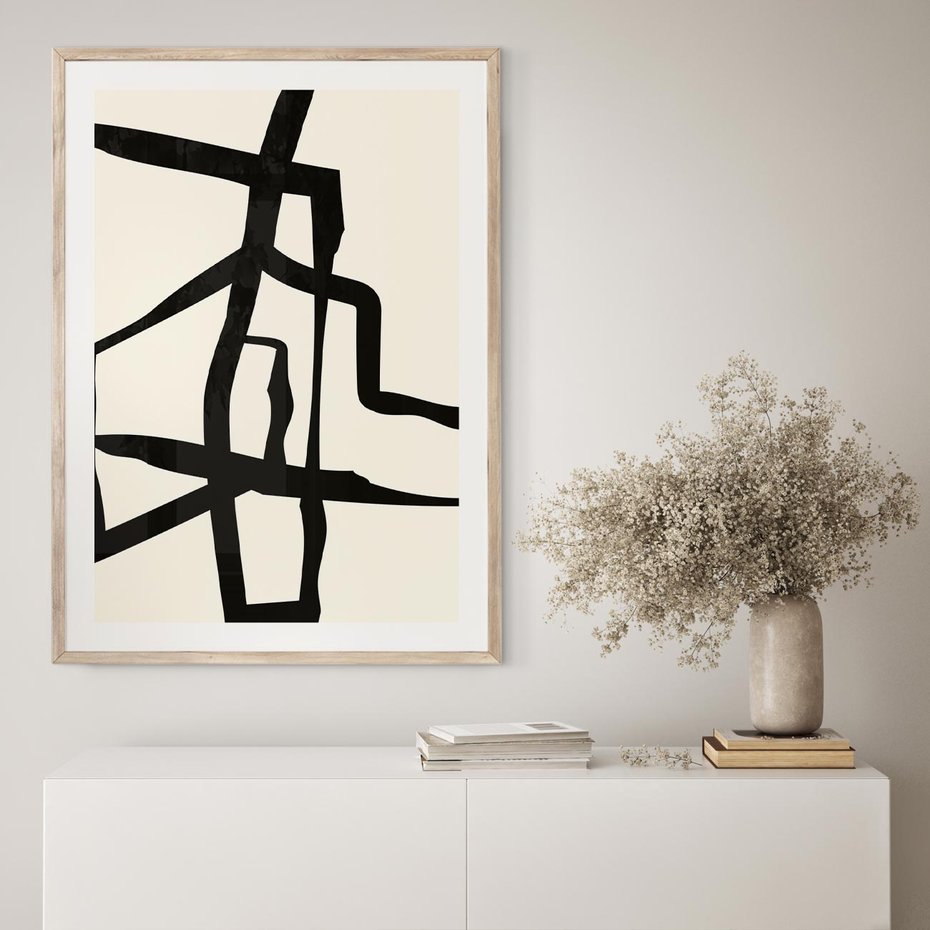 Plakat w ramie 30x40 - Impresje Wymiaru - linie, abstrakcja - rama drewno