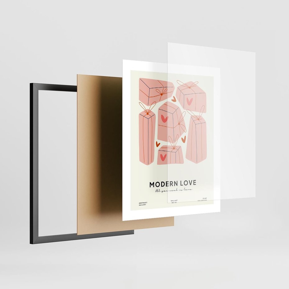 Plakat w ramie 40x50 - Nowoczesna Miłość - nowoczesna grafika, pastelowe kolory - rama czarna