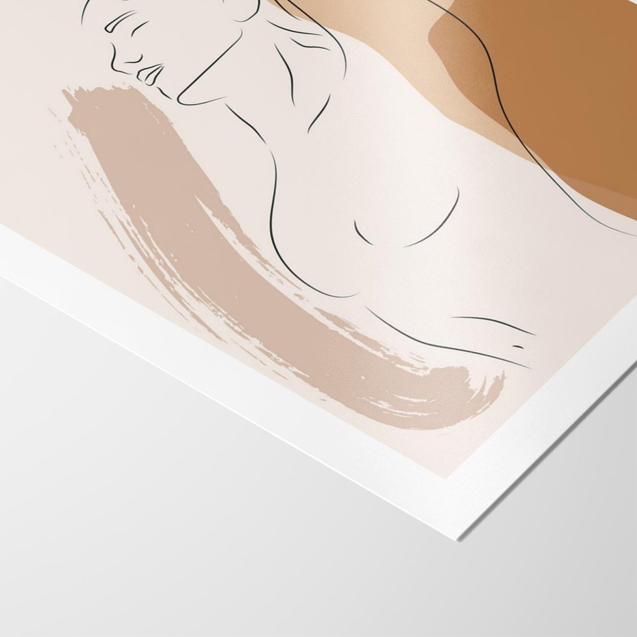 Plakat bez ramy 50x70 - Sztuka Nagiej Formy - szkic nagiej kobiety, kolory beżowe