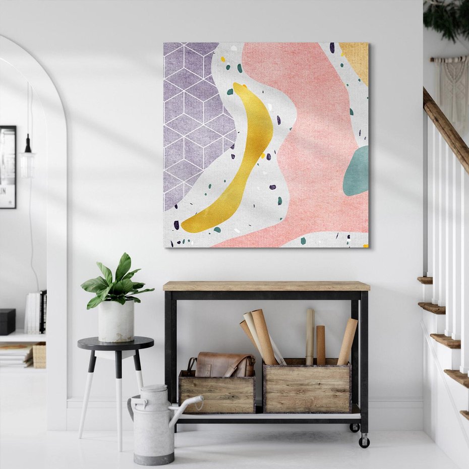 Obraz na płótnie 80x80 - Eklektyczny Mix - kolaż, pastelowe abstrakcyjne plamy