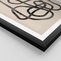 Plakat w ramie 50x70 - Przenikanie Wirtualnych Wymiarów - zaplątane minimalistyczne linie, na bezowym tle - rama czarna