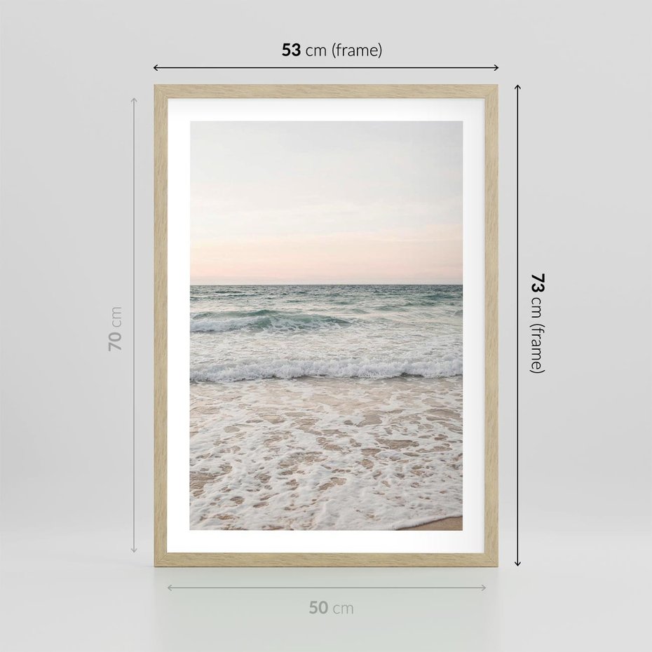 Plakat w ramie 50x70 - Krajobraz Morza i Fal - morze, fale - rama drewno