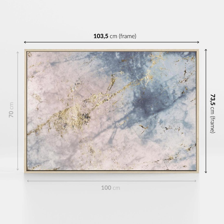 Obraz w ramie 100x70 - Luksusowa Dekoracja - marmur, złoto - rama drewno