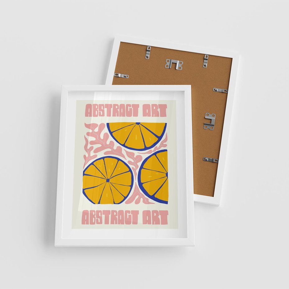 Plakat w ramie 40x50 - Podróżne Wizje - typografia, cytryny - rama biała