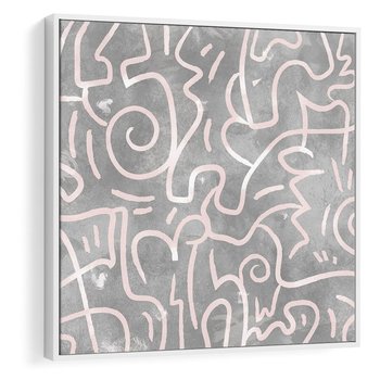 Obraz w ramie 80x80 - Sploty odblasków i zawirowań - abstrakcyjne rysunki, wzorek - rama biała